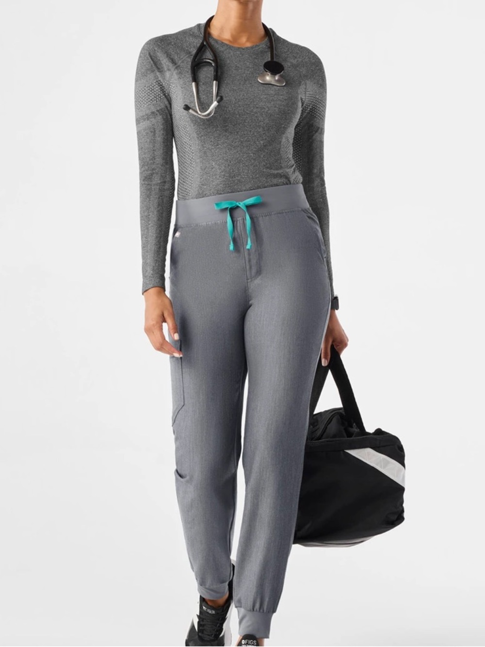 Figs Zamora High Rise Jogger Scrub Pants Graphite Size L